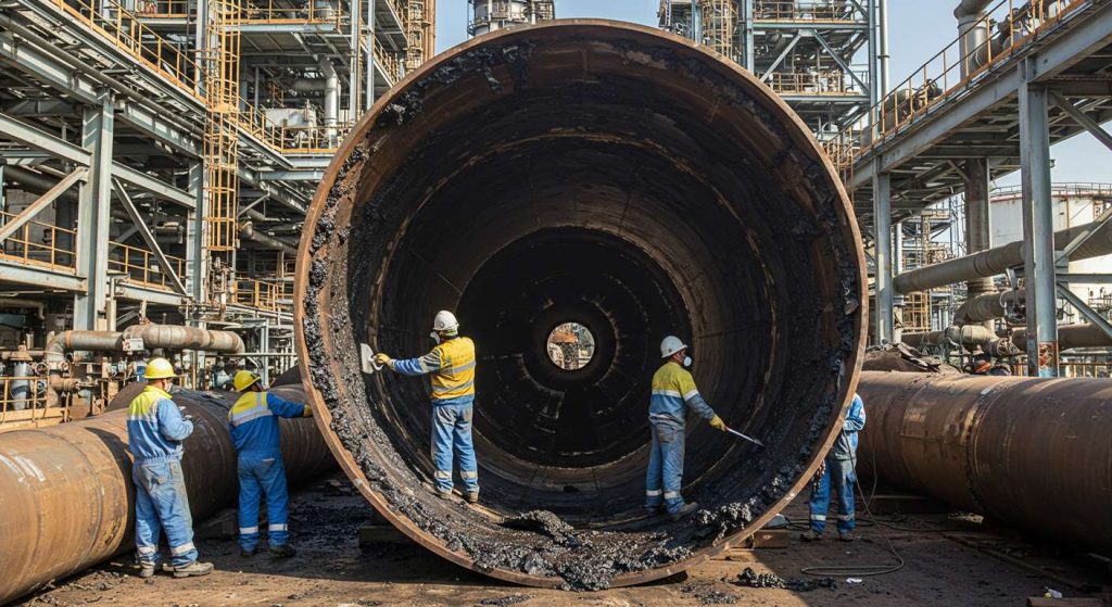 Удаление остатков нефтепродуктов перед резкой резервуара