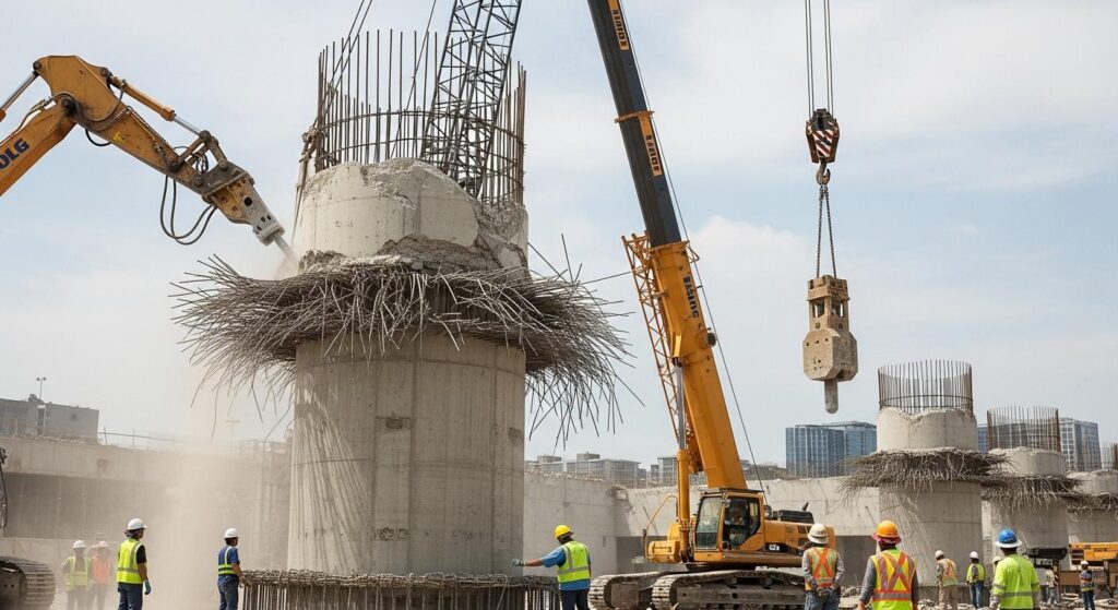 Демонтаж опоры фундамента