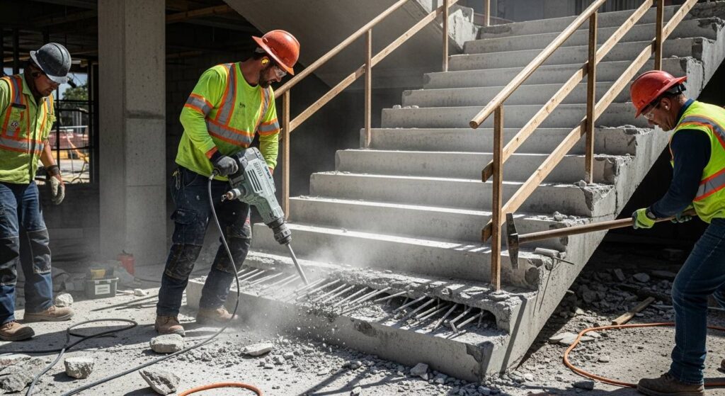 Разборка бетонных фундаментов