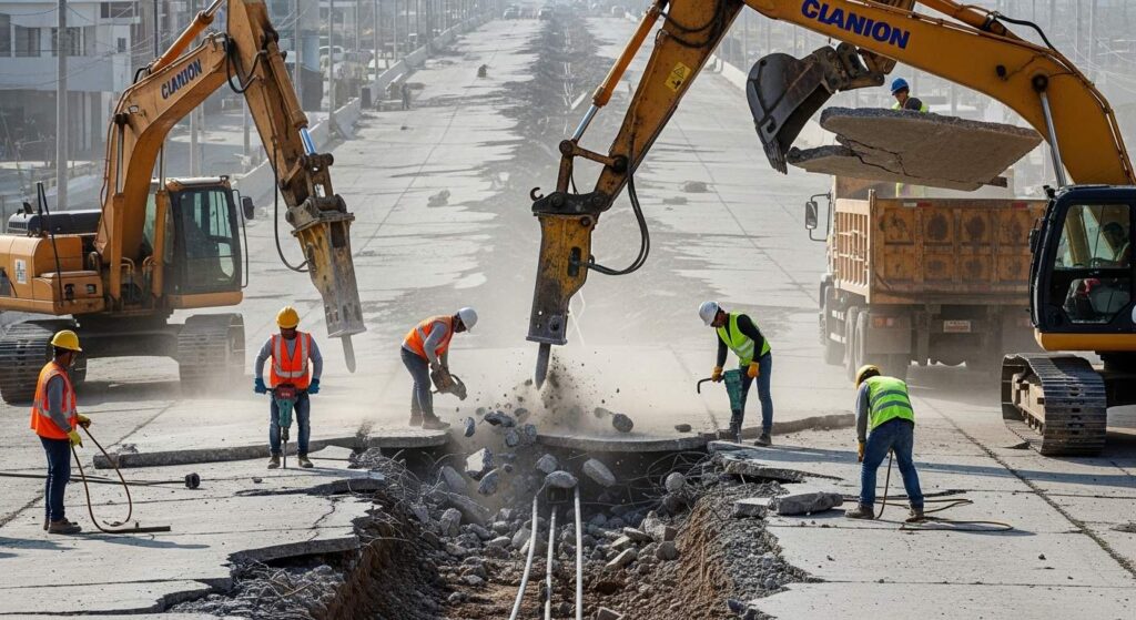 Разборка бетона гидромолотом