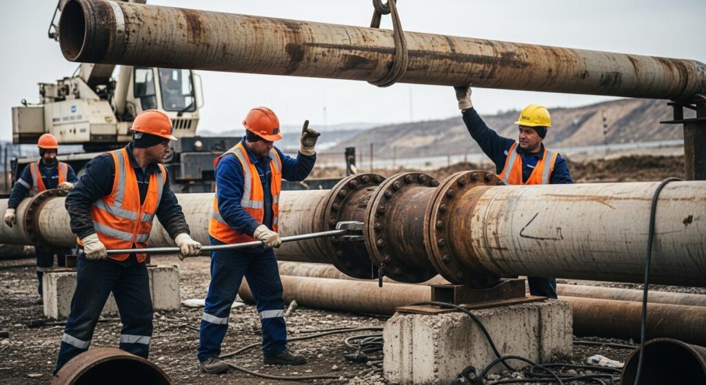 Демонтаж наружного трубопровода