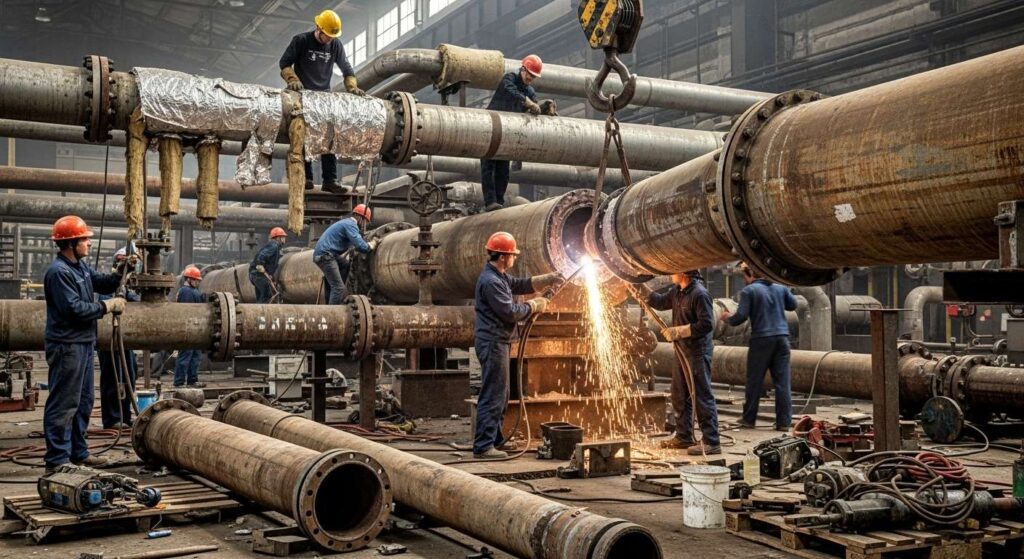 Демонтаж внутреннего трубопровода