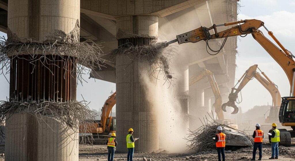 Демонтаж бетонных опор