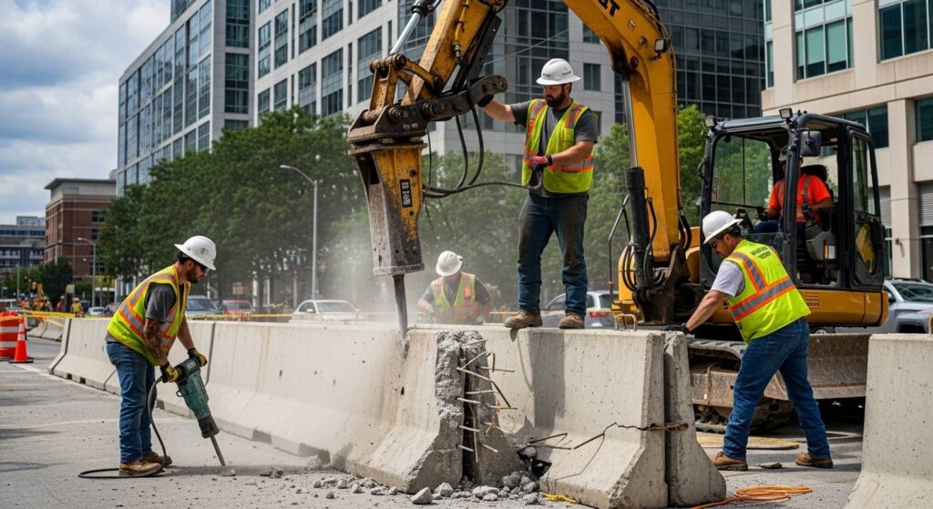 Демонтаж бетонных ограждений