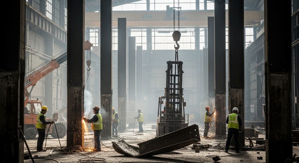 Демонтаж колонн фундамента