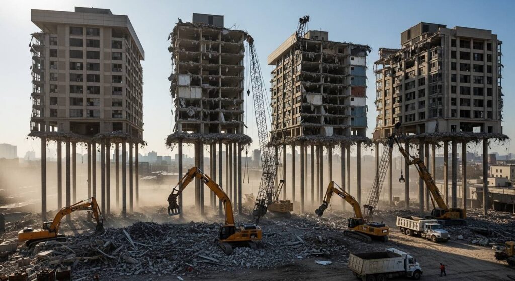 Демонтаж зданий на колоннах