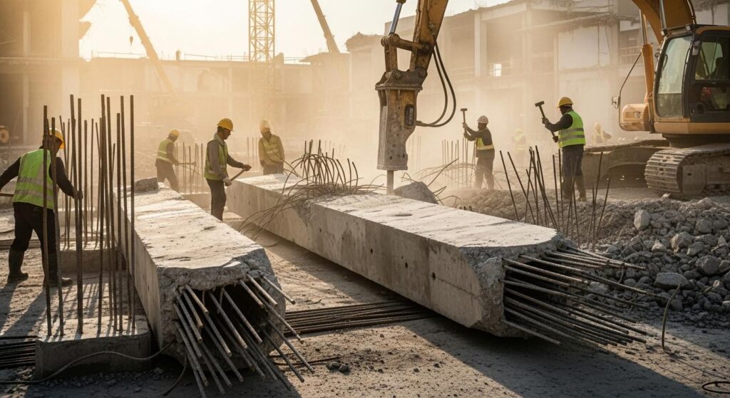 Демонтаж кирпичных колонн