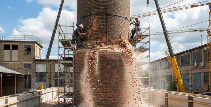 Демонтаж кирпичной трубы