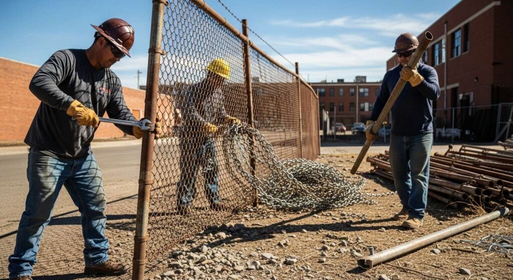 Демонтаж металлического ограждения