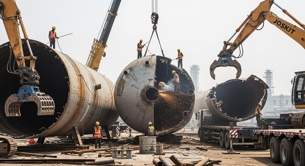 Демонтажа резервуаров гидроножницами