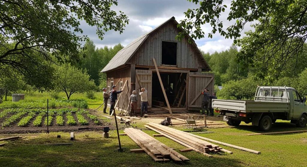 Демонтаж сарая на даче