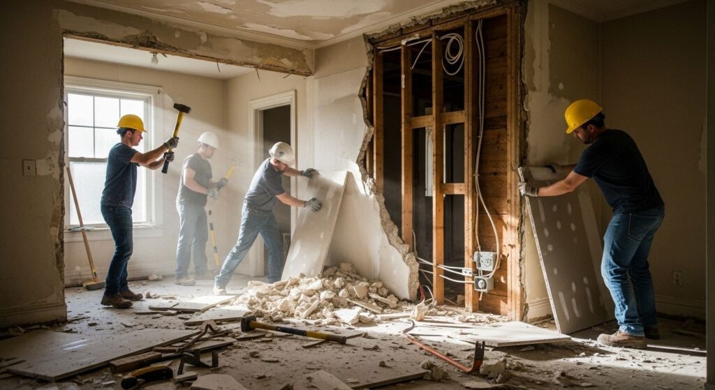 Демонтаж стен дома