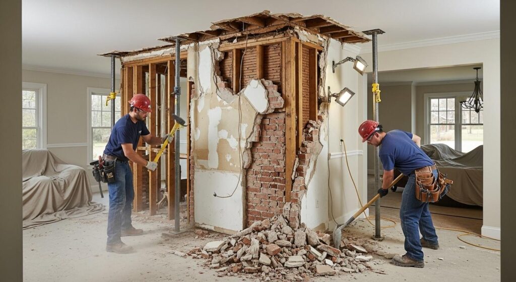 Демонтаж несущей стены дома