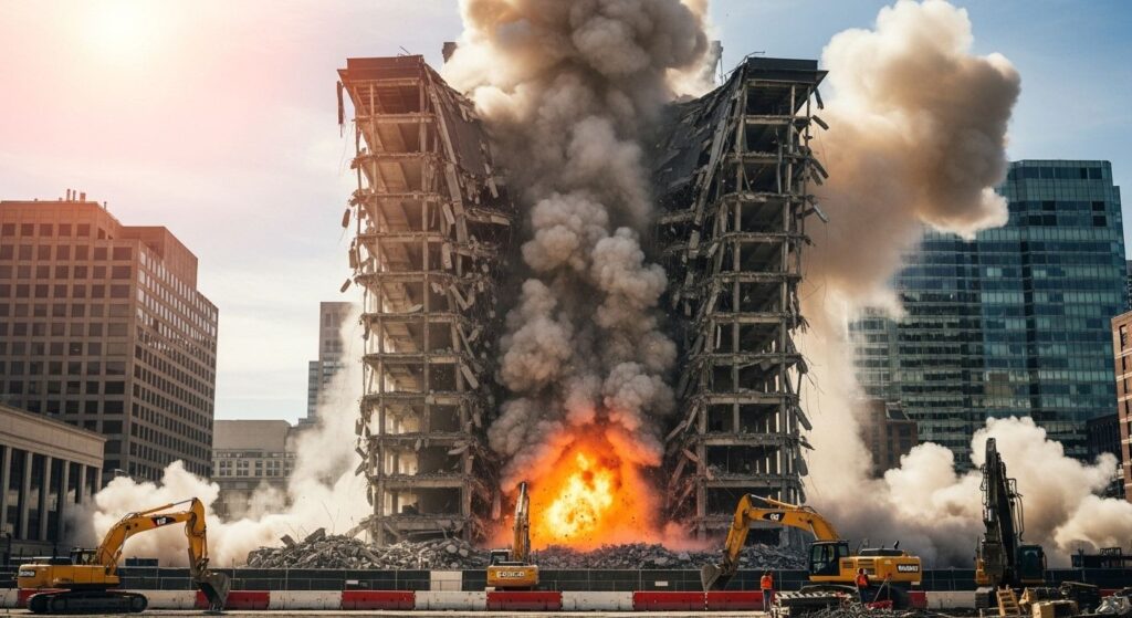 Демонтаж многоэтажного дома
