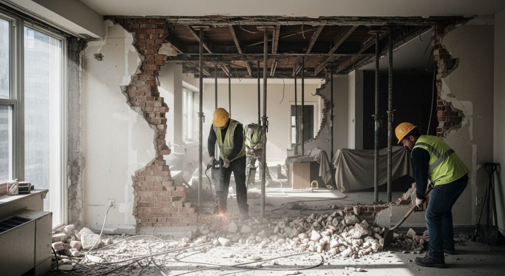 Демонтаж несущих стен квартиры