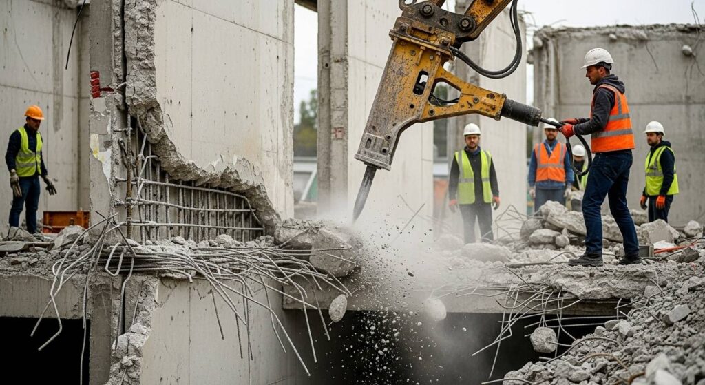 Демонтаж железобетонных стен