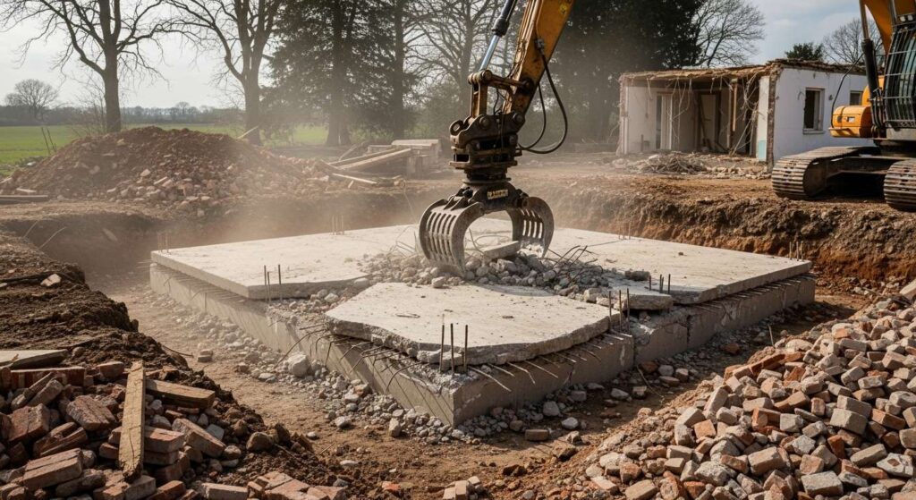 Демонтаж фундамента дачного дома