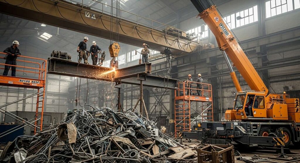 Демонтаж мостового крана на металлолом