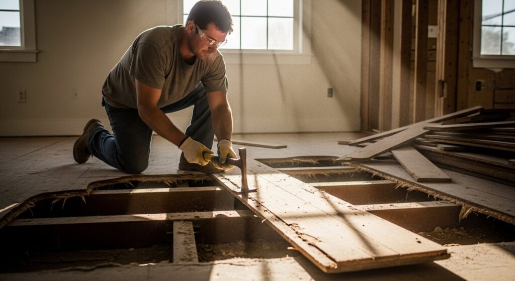 Демонтаж деревянного пола