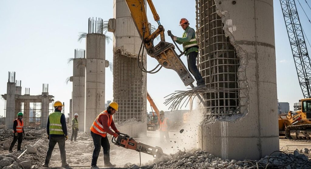 Демонтаж бетонных колонн