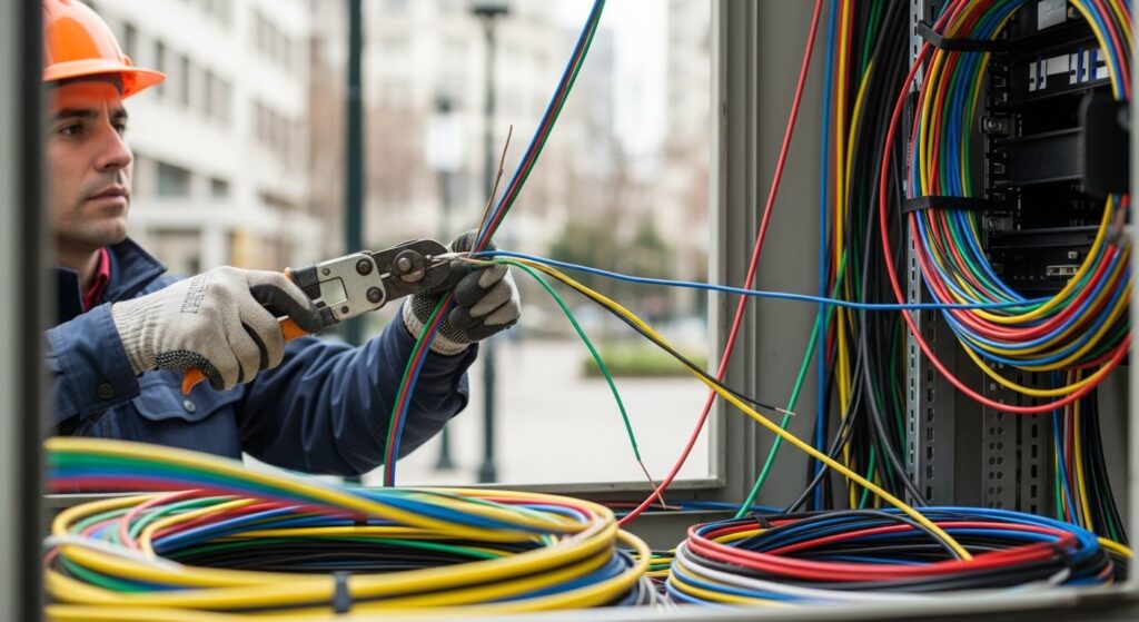 Демонтаж кабелей связи