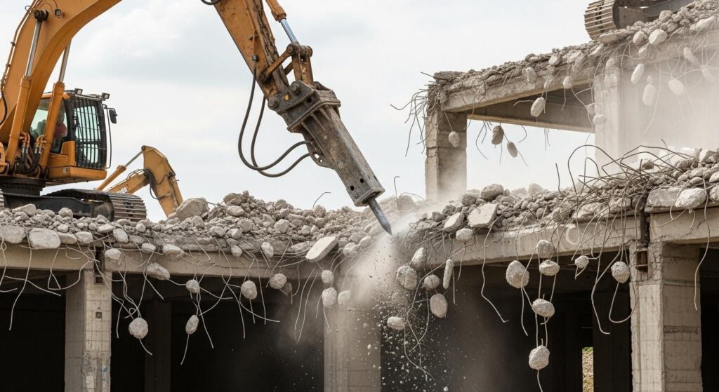 Демонтаж бетона гидравликой