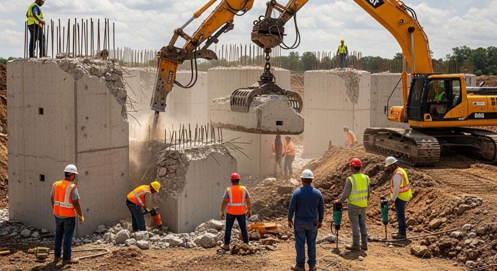 Демонтаж блоков фундаментных