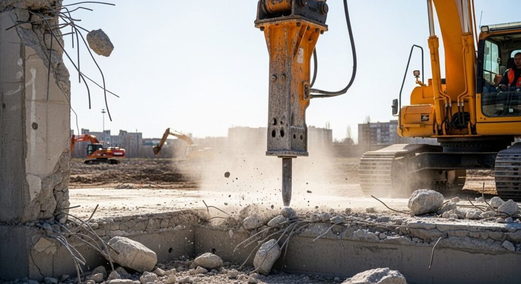 Разборка железобетонного фундамента