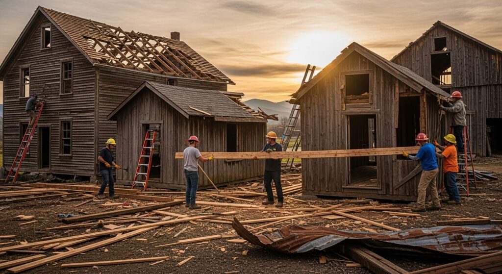 Разборка зданий деревянных