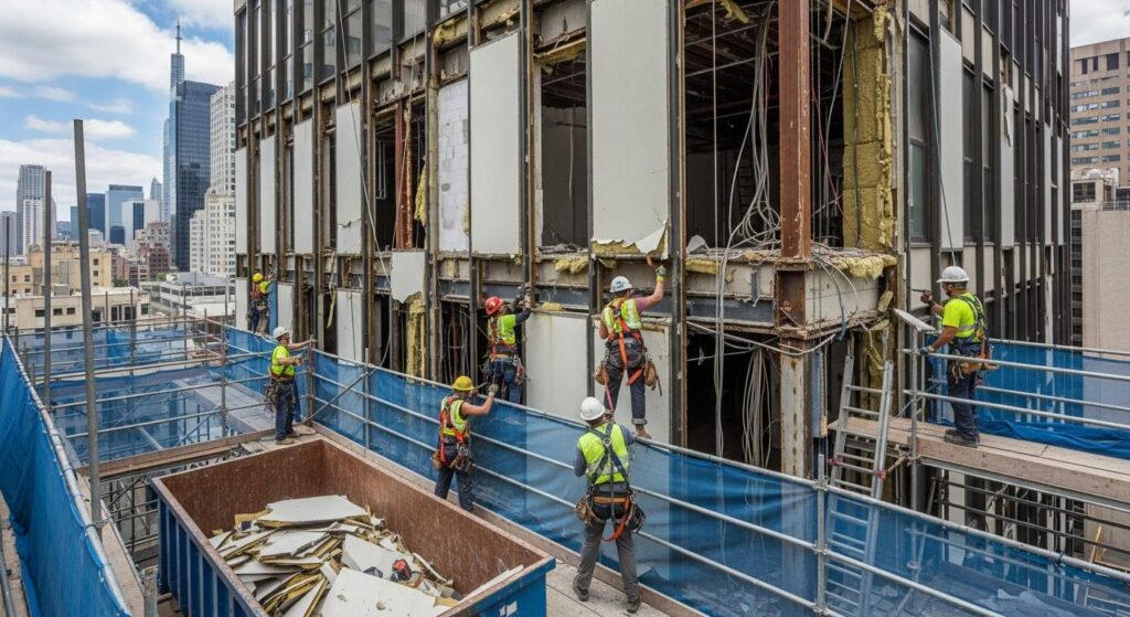 Демонтаж фасада здания