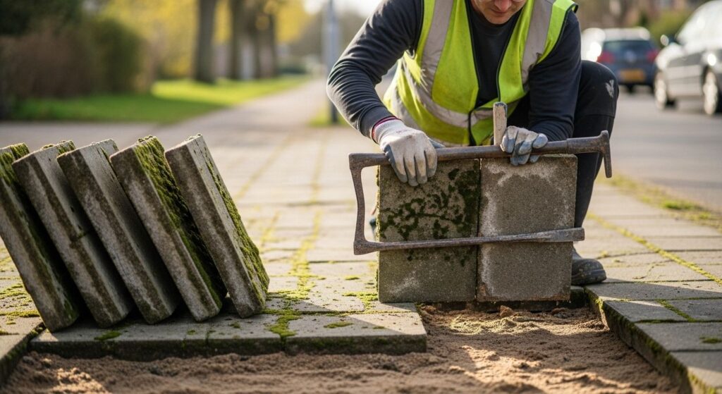 Демонтаж тротуарной плитки