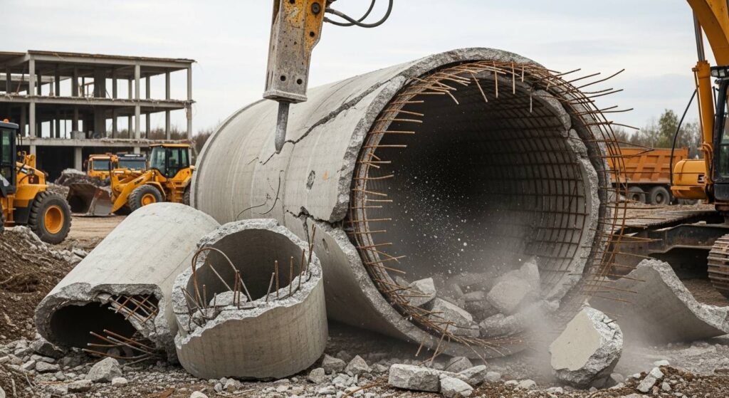 Демонтаж железобетонной трубы