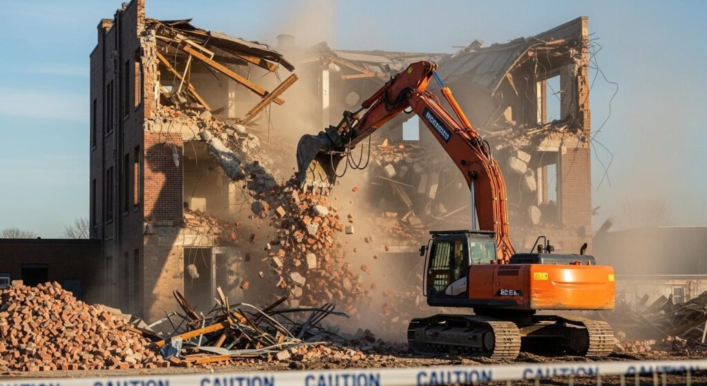 Снос кирпичного здания