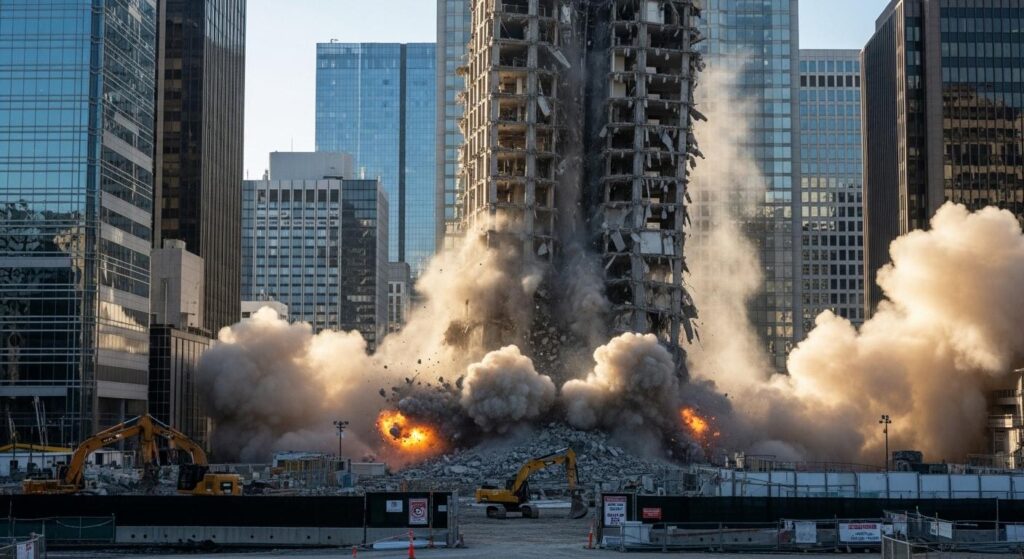 Демонтаж высотных зданий