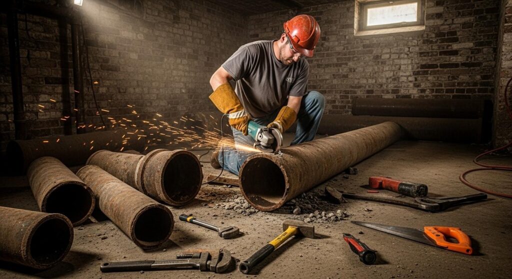 Разборка чугунных труб