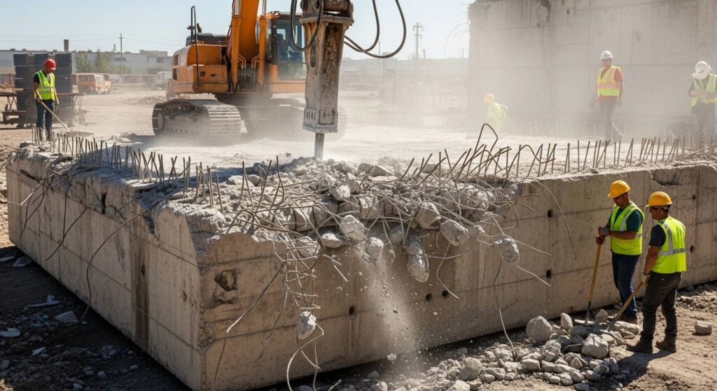 Демонтаж монолитного фундамента