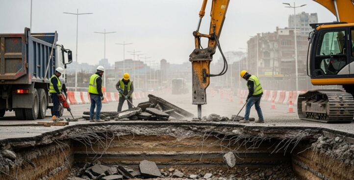 Демонтаж бетонных дорожек