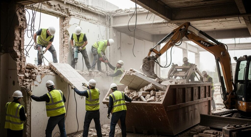 Демонтаж стен с вывозом