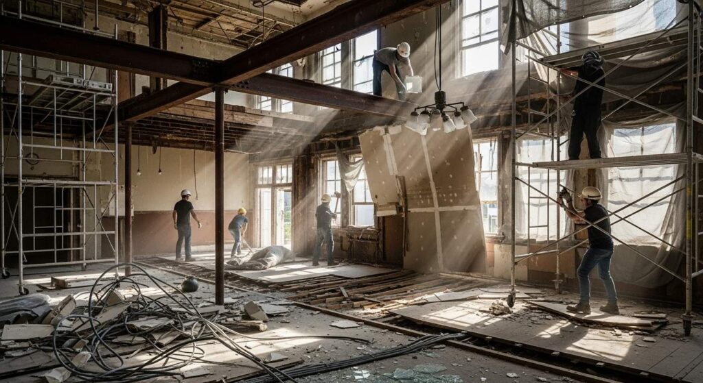 Разбор внутри здания