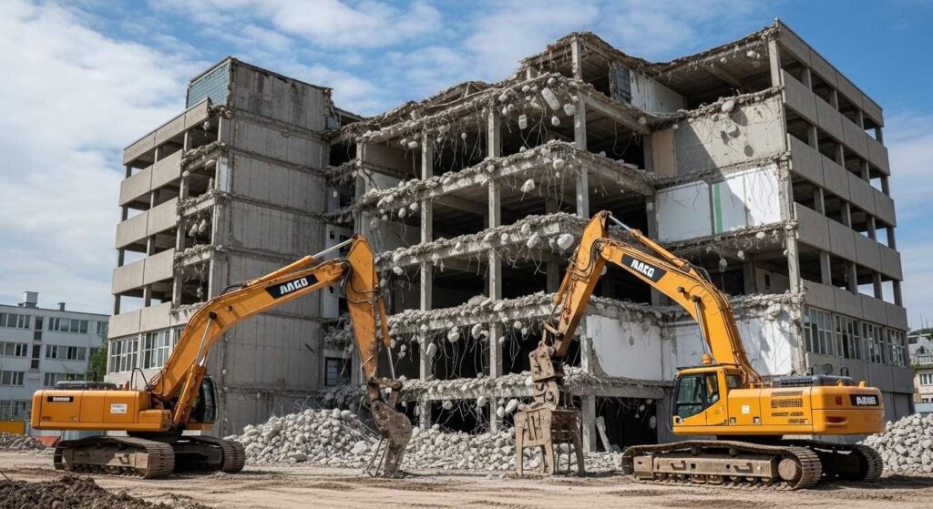 Технология демонтажа кирпичных одноэтажных зданий