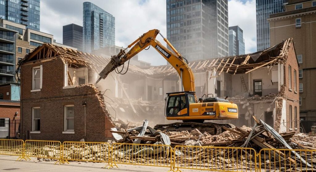 Демонтаж кирпичных одноэтажных зданий