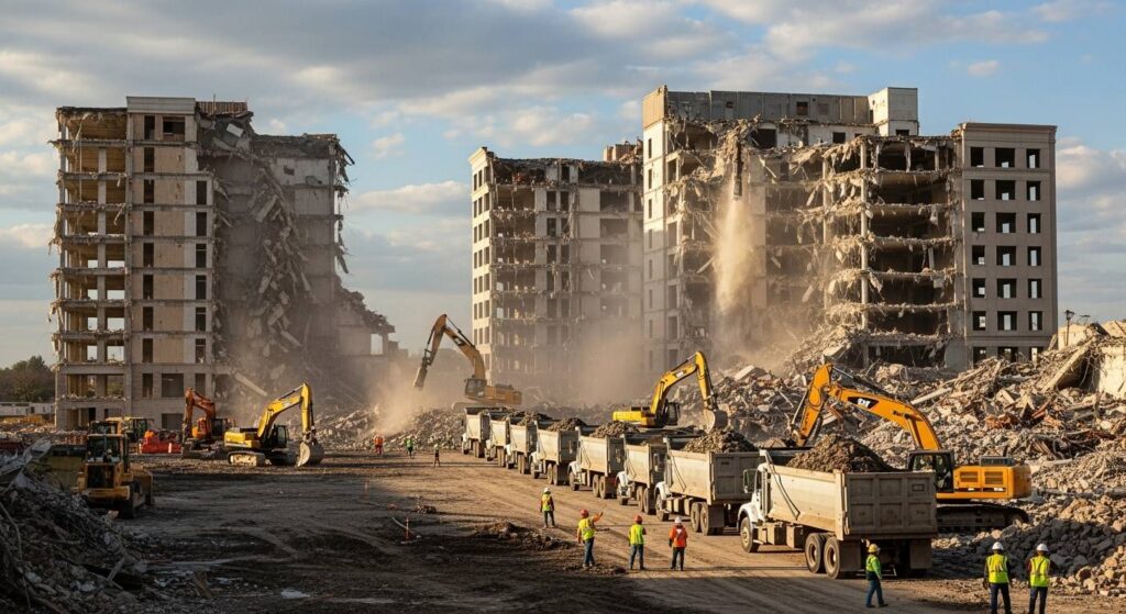 Демонтаж построек и вывоз мусора